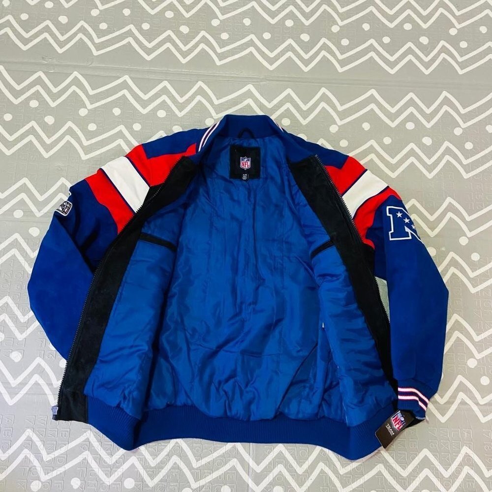 Vintage retro New York Ny giants suede leather varsity letterman bomber jacket - Picture 5 of 8